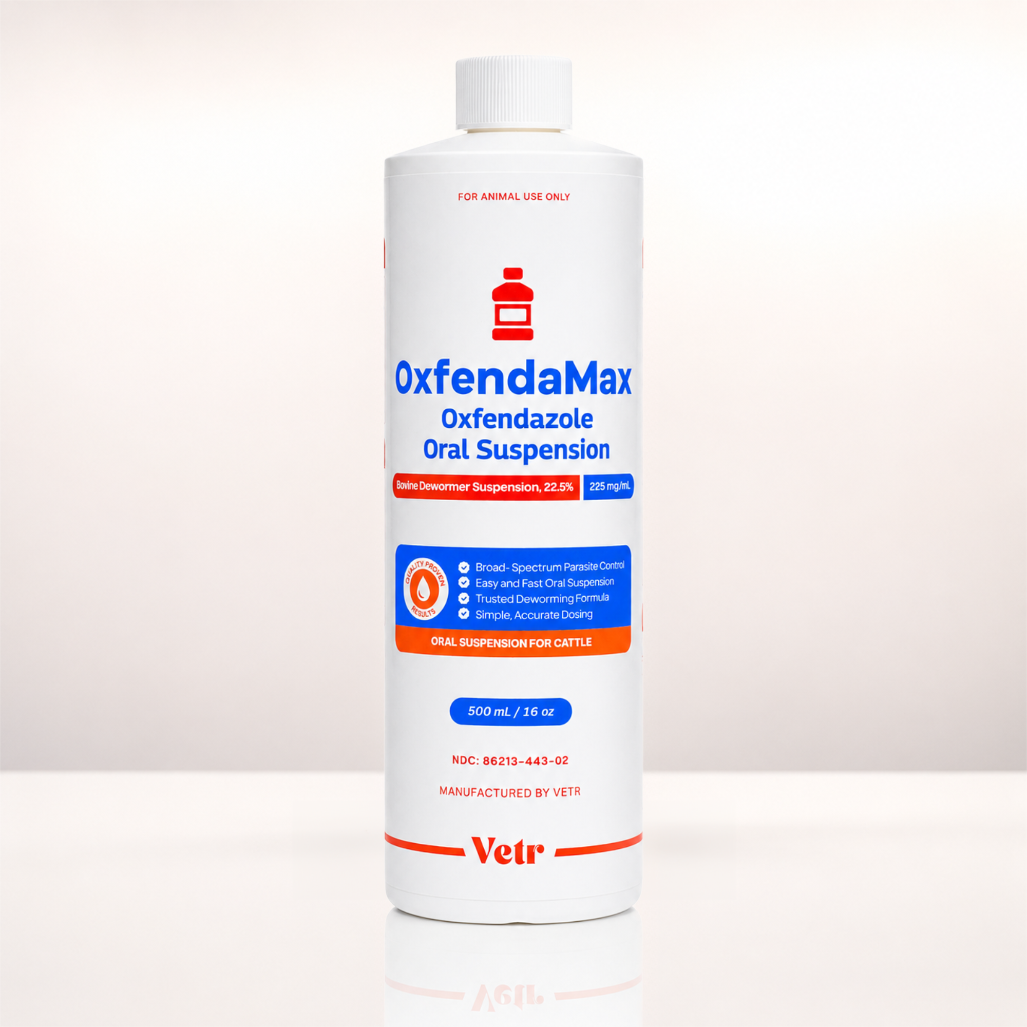 OxfendaMax 22.5% Oxfendazole Oral Suspension Dewormer, 500mL / 16 fl oz